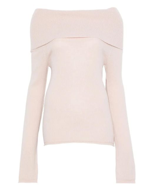 Roberto Collina Pink Off-Shoulder Sweater