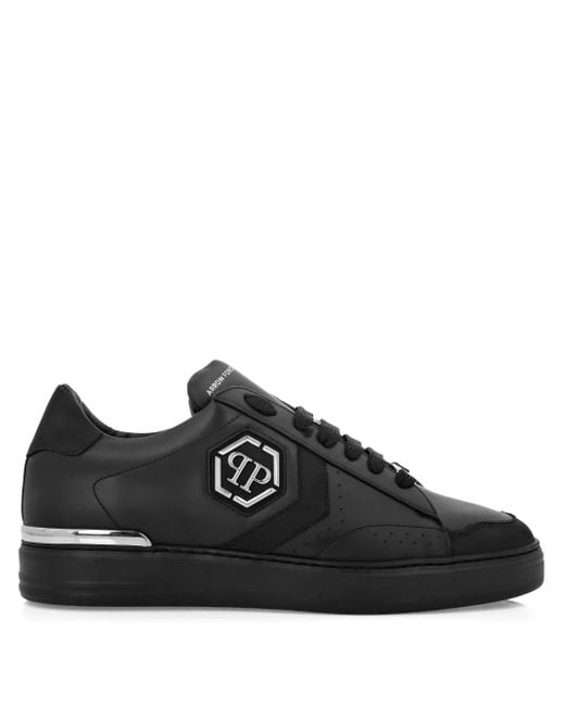 Philipp Plein Black Hexagon Low-Top Sneakers