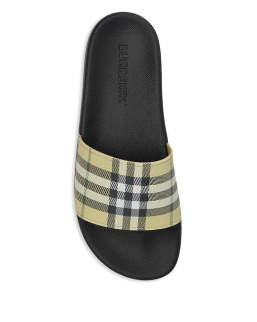 Burberry Natural Checked Slides