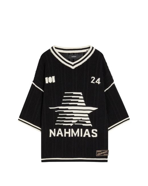 NAHMIAS Black V-Neck Graphic Jersey for men