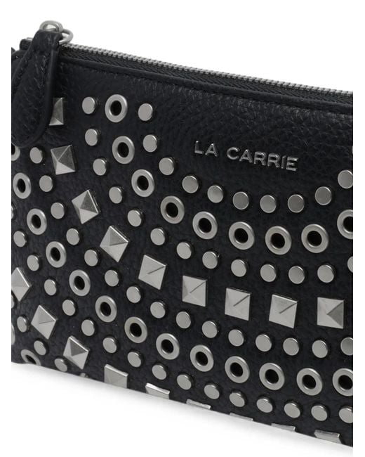 La Carrie Black Solid Stud-Embellished Crossbody Bag