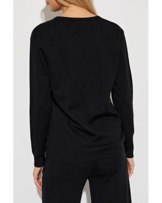 Max Mara Black V-Neck Wool Knit Top