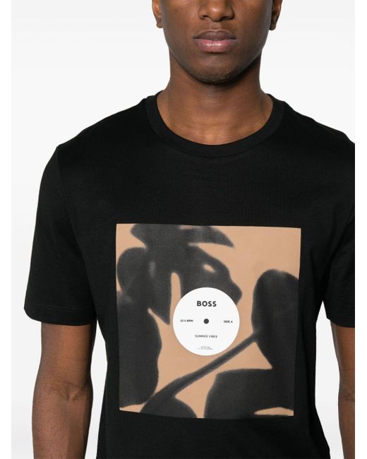 Boss Black Graphic-print Cotton T-shirt for men