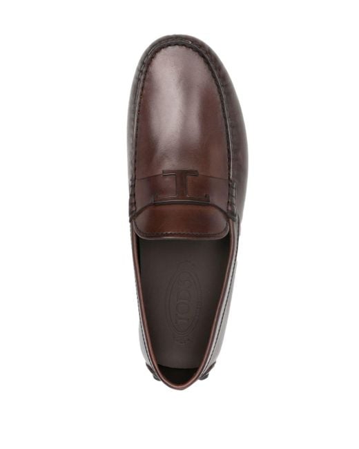 Tod's Brown T Timeless Gommino Bubble Loafers for men