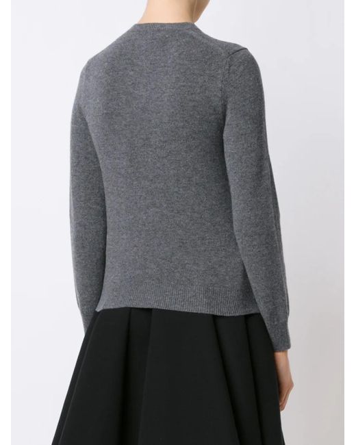 COMME DES GARÇONS PLAY Gray Double Heart V-Neck Jumper