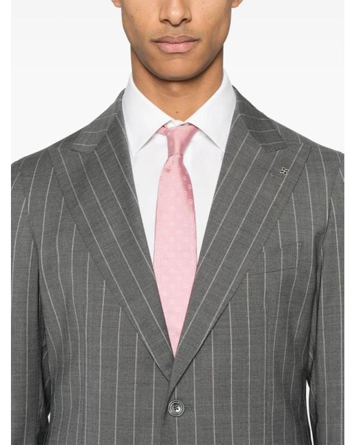 Tagliatore Gray Pinstriped Suit for men
