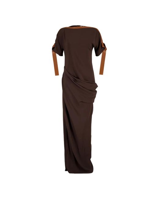 Ferragamo Brown Long Viscose Dress