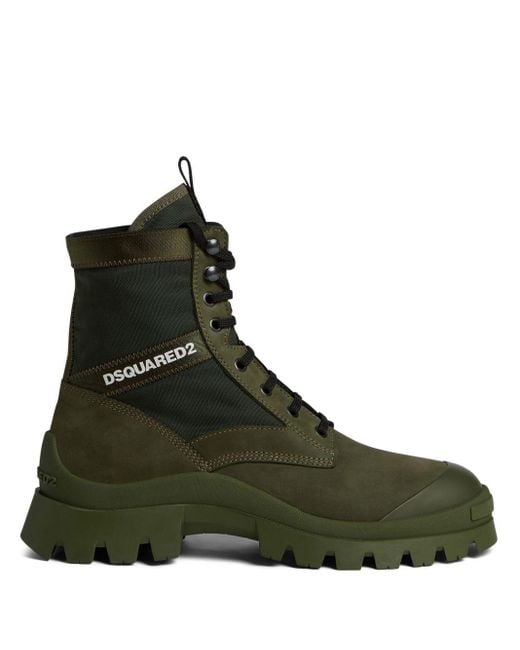 DSquared² Green Logo-print Leather Boots for men