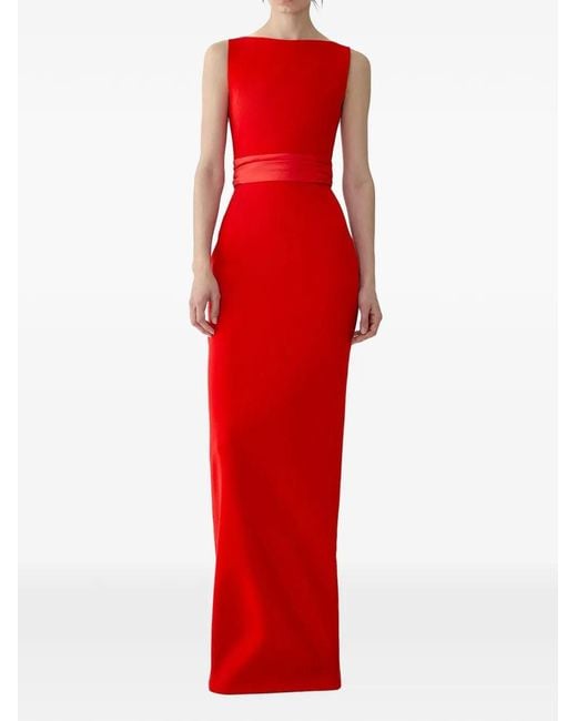 Carolina Herrera Red Sleeveless V-Neck Maxi Dress