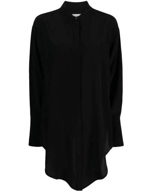 Victoria Beckham Black Wrap Front Silk Shirt