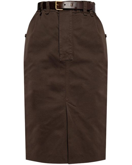 Falda con cinturón y cintura alta Saint Laurent de color Brown