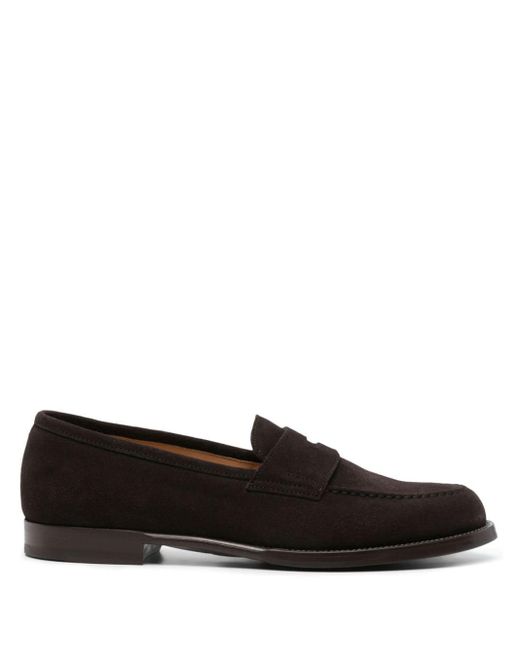 Dunhill Black Penny-slot Suede Loafers for men
