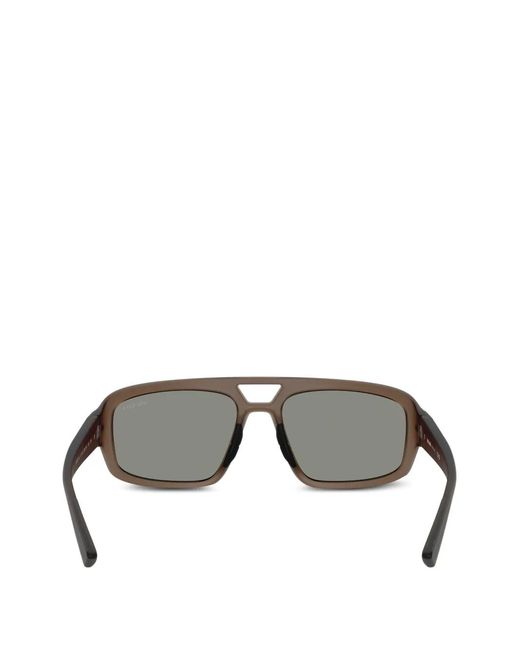 Prada Linea Rossa Gray Pilot-Frame Sunglasses for men