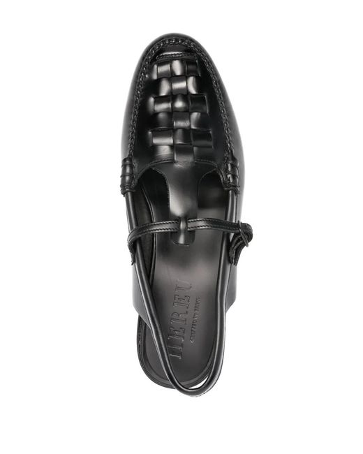 Hereu Black Roqueta Leather Slippers