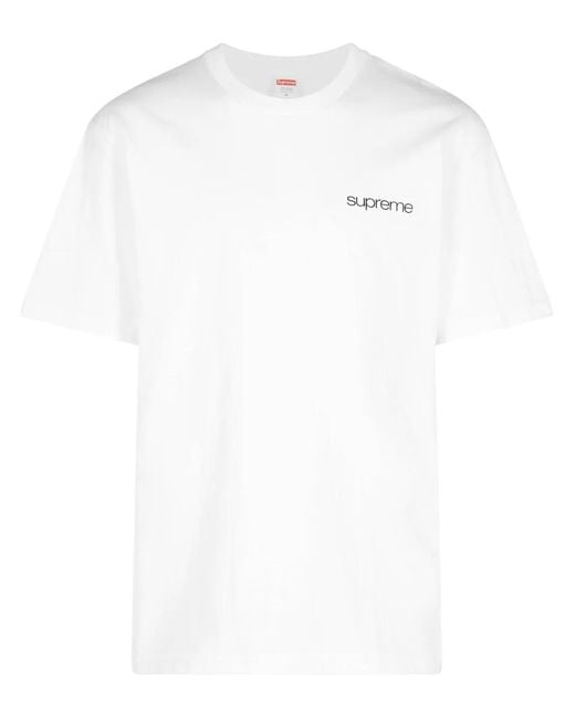 Supreme White Logo-Print Cotton T-Shirt