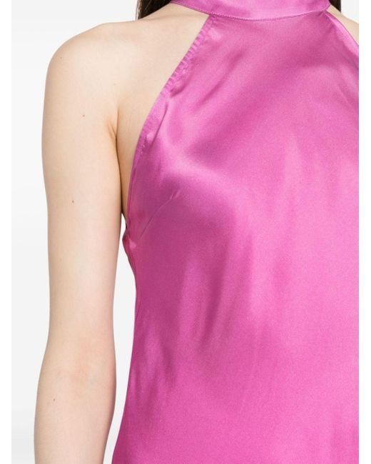 Rixo Pink Savona Silk Midi Gown