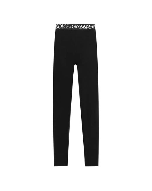 Dolce & Gabbana Black Logo-Waistband Leggings