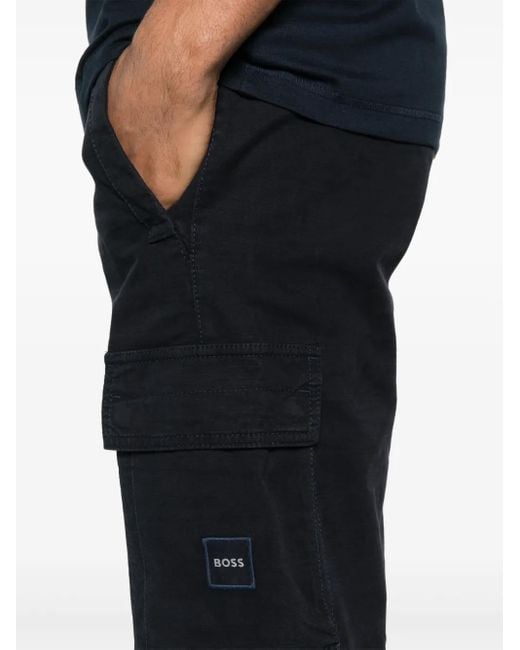 Boss Blue Twill Cargo Trousers for men