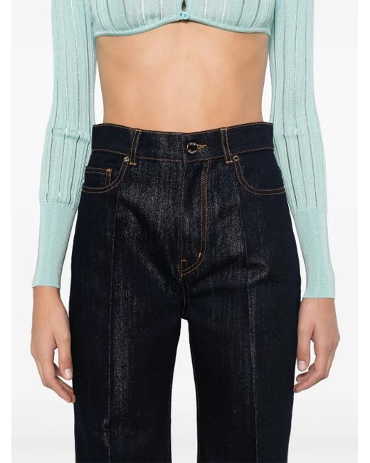 Casablanca Blue Lurex-Detail Straight-Leg Jeans