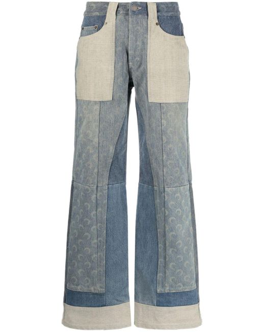 MARINE SERRE Jeans Met Wijde Pijpen in het Blue