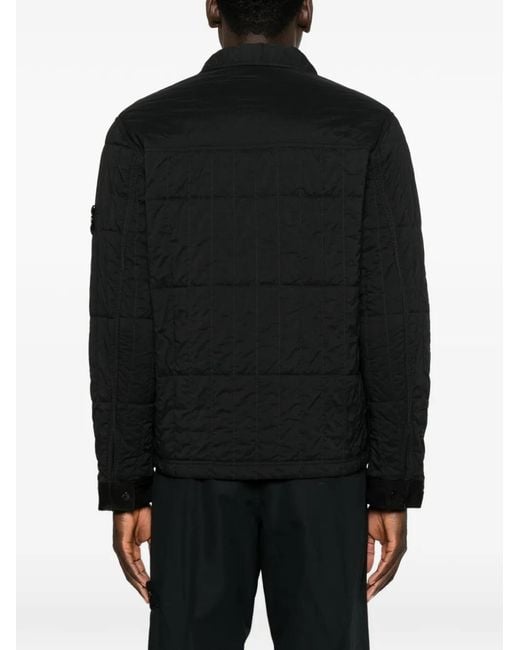 Stone Island Black Zip-Fastening Quilted Overshirt for men