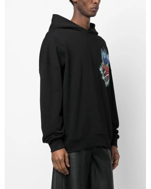 Philipp Plein Black Love Graphic-Print Hoodie for men