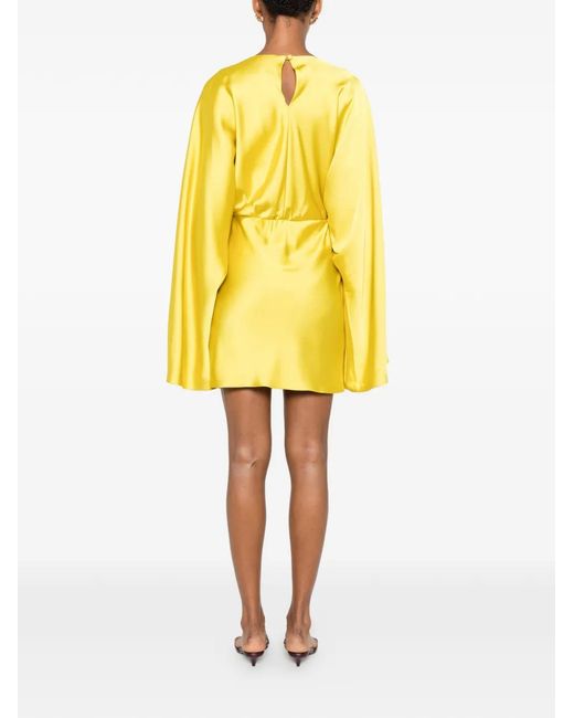 Norma Kamali Yellow Obie Cape-Sleeve Dress