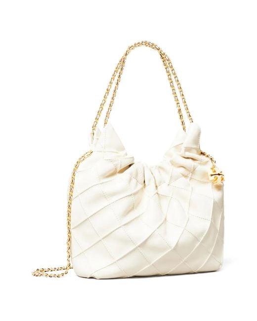 Tory Burch White Mini Fleming Soft Shoulder Bag