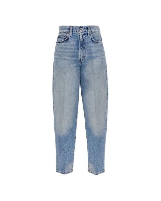 Agolde Blue Faded-Effect Tapered-Leg Jeans