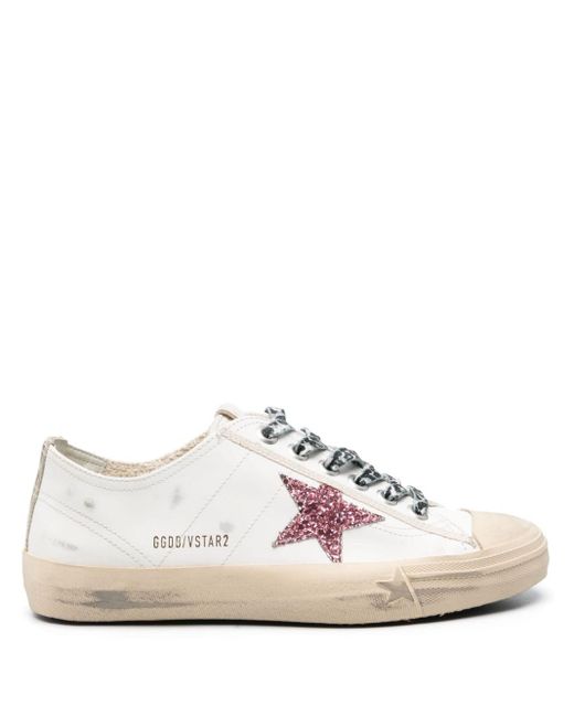 Golden Goose Deluxe Brand Pink V-star Distressed Sneakers