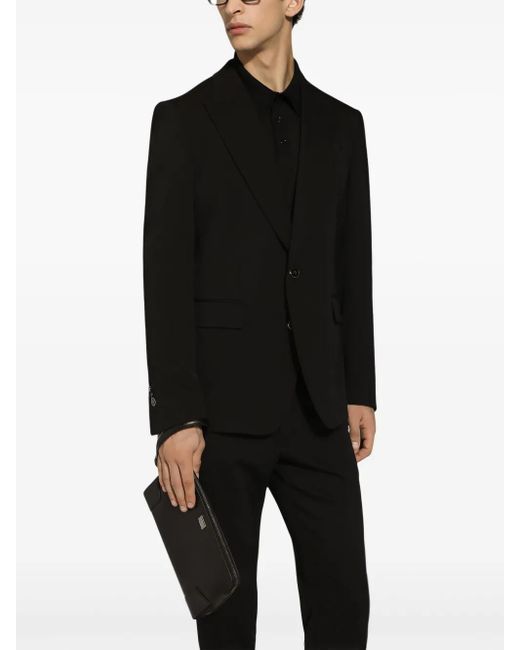 Dolce & Gabbana Black Peak Lapel Single-Breasted Jacket for men