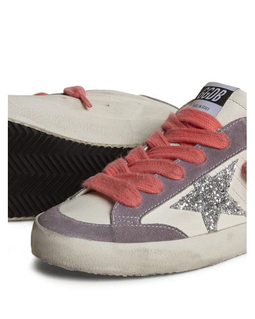 Golden Goose Deluxe Brand Brown Super Star Glitter-Star Leather Sneakers