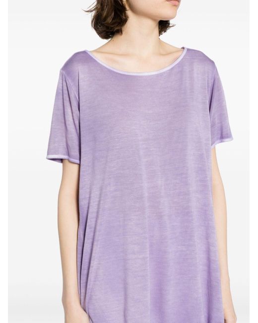 Avant Toi Purple Meliertes T-Shirt mit Seitenschlitzen
