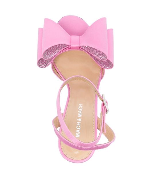 Mach & Mach Pink 95mm Bow-satin Sandals