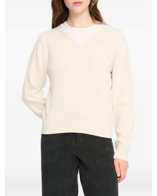 Barrie White Topstitched Cashmere Sweater