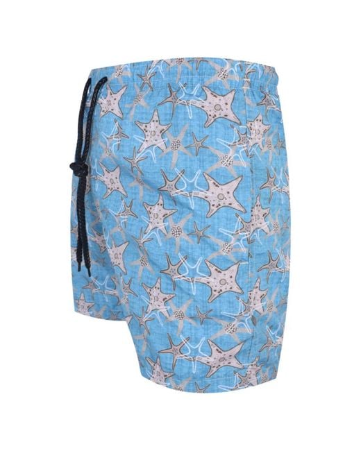 Drumohr Blue Drawstring Slub-Texture Shorts for men