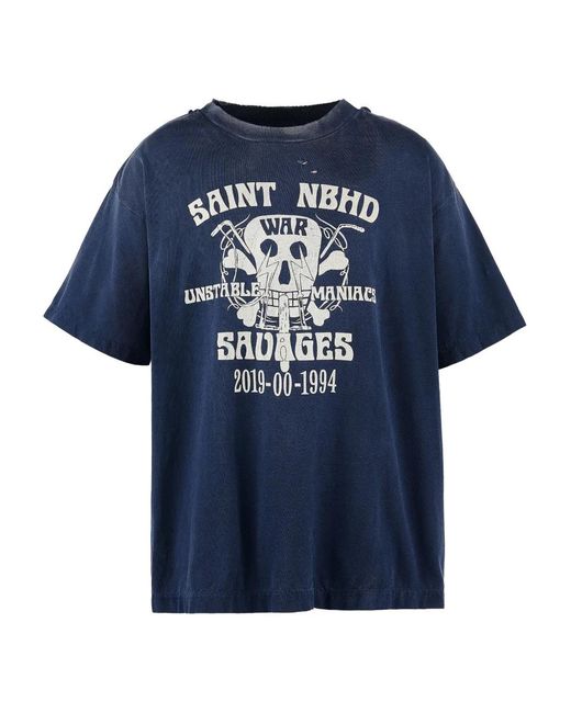 Neighborhood Blue T-Shirt En Coton for men