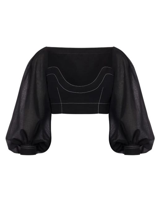 Philosophy Di Lorenzo Serafini ビショップスリーブ クロップドトップ Black