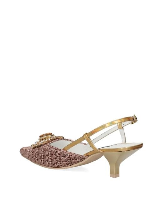 Ras Pink Flower Embellishment Slingback Pumps