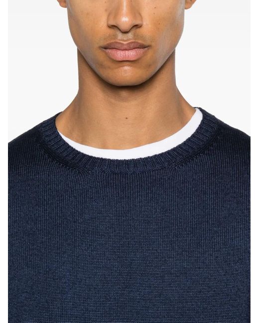 Fedeli Blue Merino-Wool Sweater for men