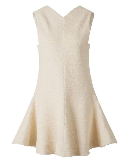 Belted V-neck Shift Dress Pockets Knee Length In A Sleeveless Look - Foto 5