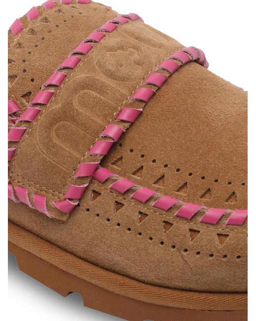 Mou Brown Logo-Embossed Perforated Mules