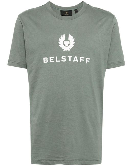 Belstaff Green Logo-print Cotton T-shirt for men