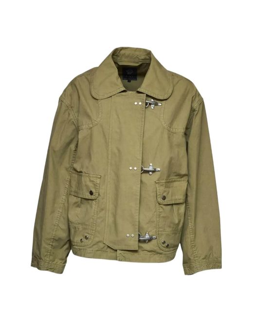 Fay Green Hook-Fastening Pockets Bomber Jacket