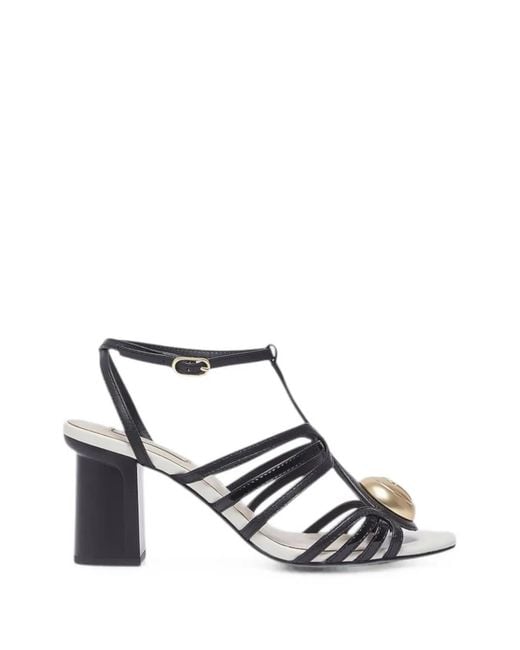 Liu Jo White Logo-Plaque Caged Sandals