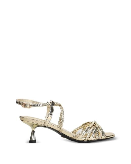 GOLD&ROUGE White Flapim Braided Metallic-Finish Sandals
