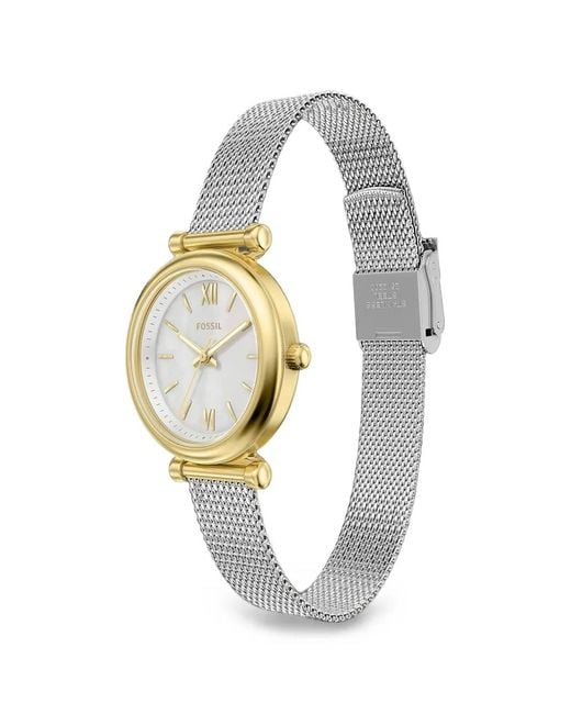 Fossil White Carlie Mesh 28Mm Watch