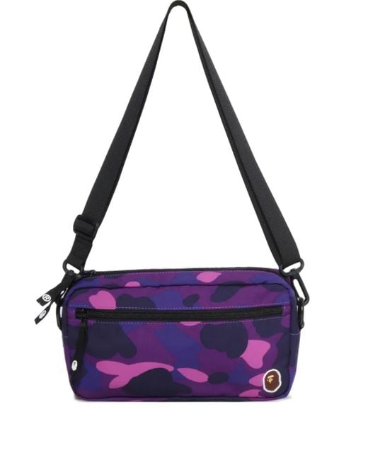 メンズ A Bathing Ape カモフラージュ メッセンジャーバッグ Purple