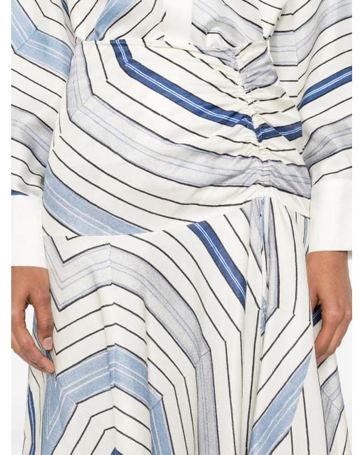 Sandro Blue Spiral-Motif Maxi Skirt