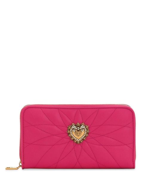 Dolce & Gabbana Devotion Leren Portemonnee in het Pink